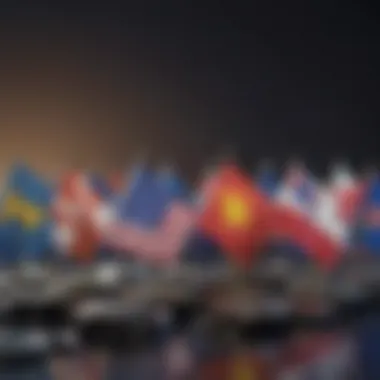 Global Banking Options A diverse range of flags representing various countries, symbolizing global banking options.