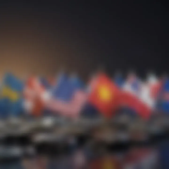 Global Banking Options A diverse range of flags representing various countries, symbolizing global banking options.