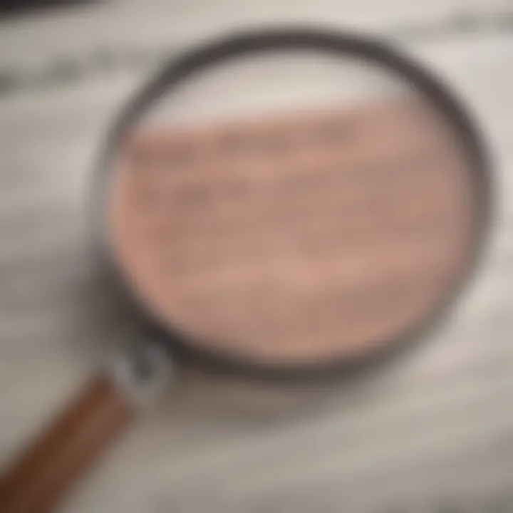 An abstract depiction of a magnifying glass over a policy statement, symbolizing investigation.