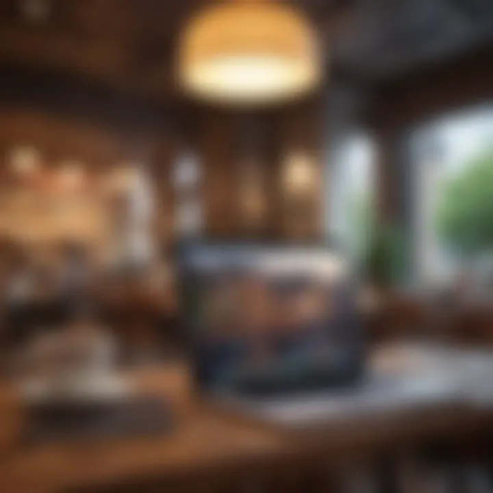 A laptop using public Wi-Fi in a café