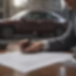 Business professional reviewing lease agreement