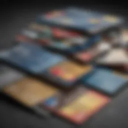 A visual representation of multiple credit cards spread out on a table.