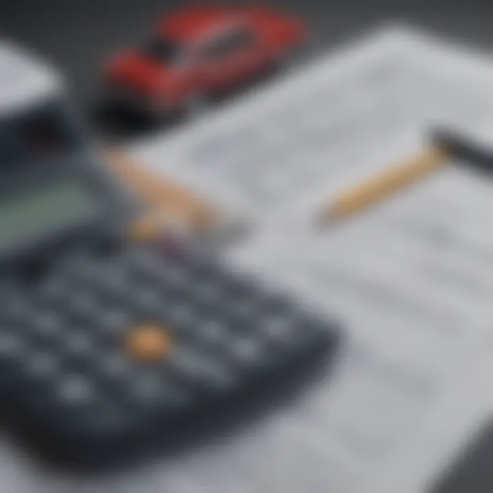 A close-up of a calculator and financial documents, symbolizing cost analysis in car leasing.