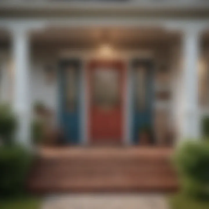 A welcoming front porch of a charming house with a 'For Sale' sign