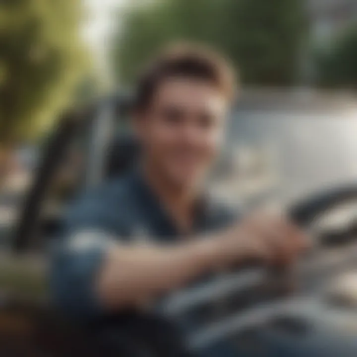 Young driver happily driving after securing the right insurance