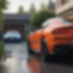 A modern car parked in a driveway, showcasing versatility.