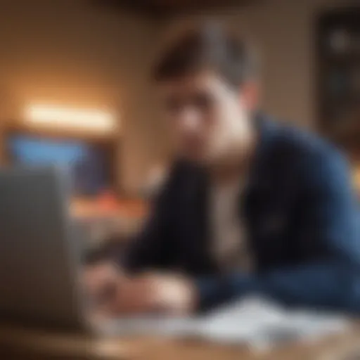 A young driver reviewing insurance options on a laptop