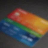 A close-up of a credit card with a low credit score indicator