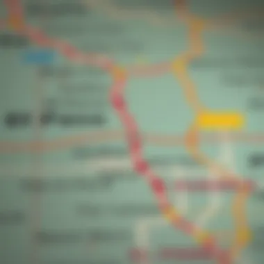 A map highlighting the route between El Paso and Juarez.