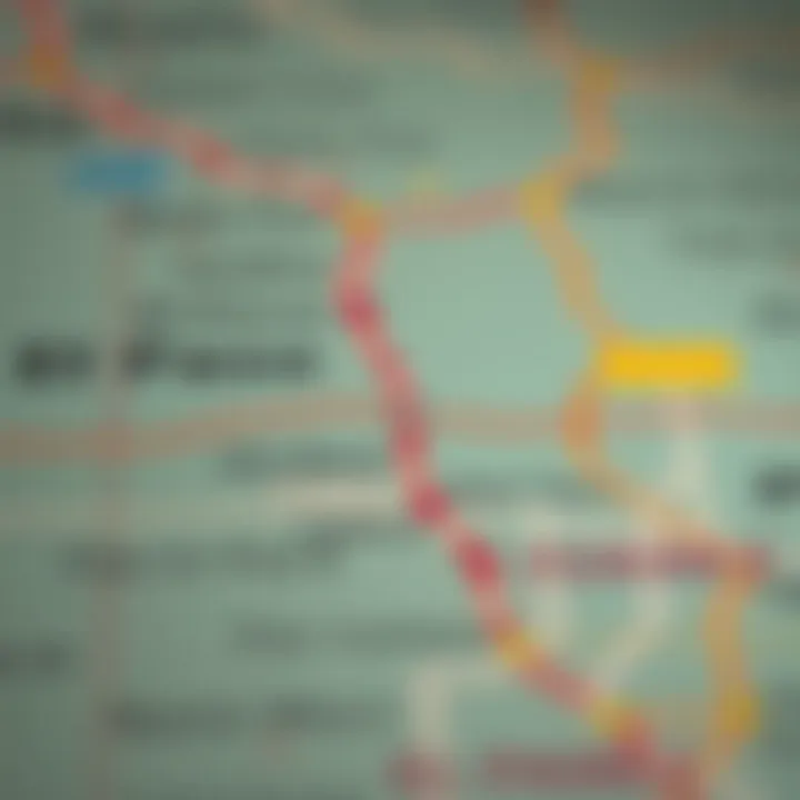 A map highlighting the route between El Paso and Juarez.