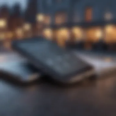 A close-up of a modern smartphone with a contract agreement in the background