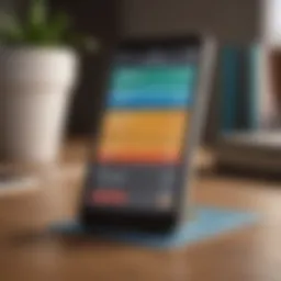 Yardstick representing credit scores with a mobile phone in the background