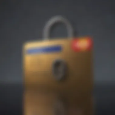 An artistic representation of a secured credit card with a lock symbol.