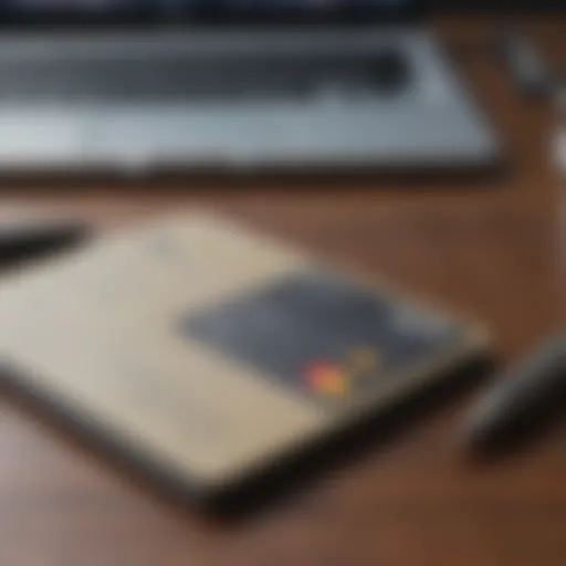 Financial Planning with Credit Cards A close-up shot of a credit card on a desk with a notebook and pen, symbolizing financial planning.