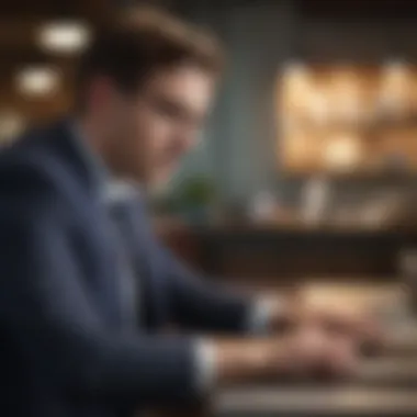 Business Owner Reviewing Banking Options A close-up of a business owner reviewing banking options on a laptop.