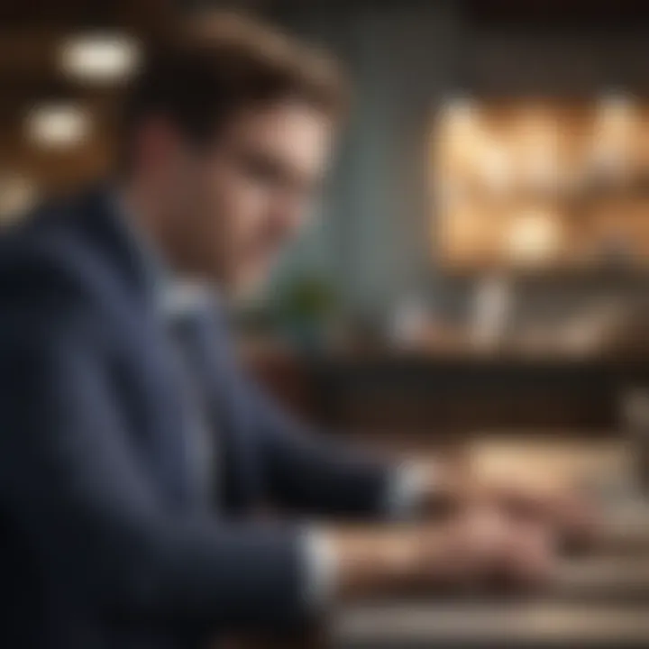 Business Owner Reviewing Banking Options A close-up of a business owner reviewing banking options on a laptop.