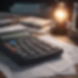 A calculator and bills representing energy costs analysis