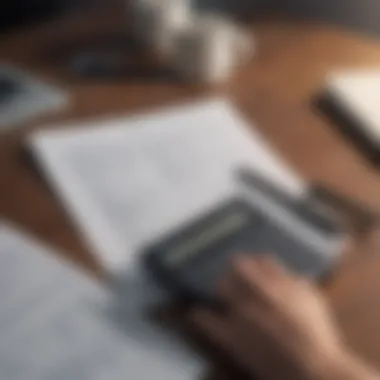 A person reviewing their utility bill with a calculator