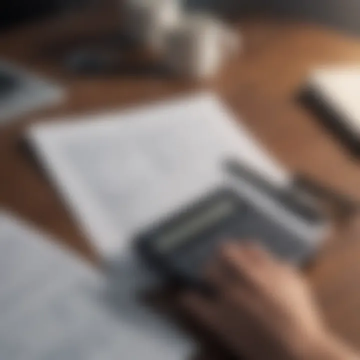 A person reviewing their utility bill with a calculator