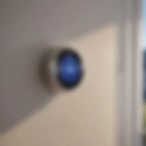 A modern smart thermostat adjusting temperature settings