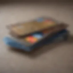 A credit card on a financial ledger