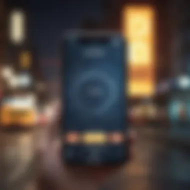 Mobile Network Signal Representation A visual representation of mobile network signals with a smartphone in the foreground.