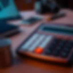 Financial calculator displaying loan options