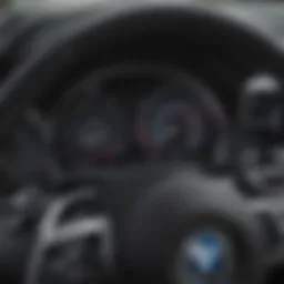 Detailed view of a BMW dashboard highlighting advanced technology in insurance assessment