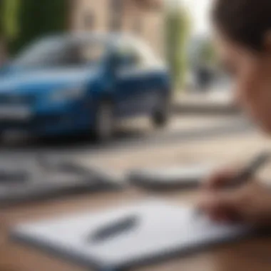 Budgeting for Car Insurance A person analyzing their budget with a pen and notebook