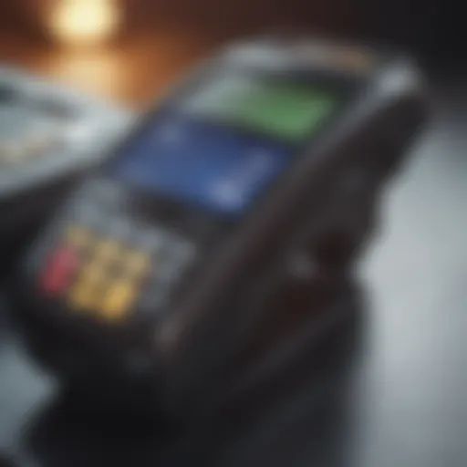 Contactless Payment Terminal Interaction Close-up of a contactless credit card on a payment terminal