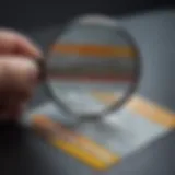 A magnifying glass over a credit card application