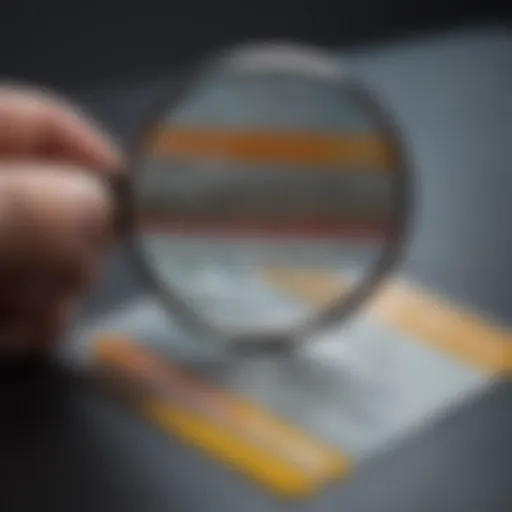 A magnifying glass over a credit card application