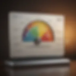 Visual representation of a credit score scale highlighting a low score