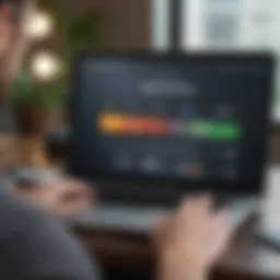 A person checking their credit score on a laptop.