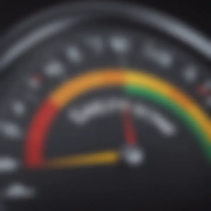 A visual representation of a credit score gauge, highlighting the importance of understanding credit health.