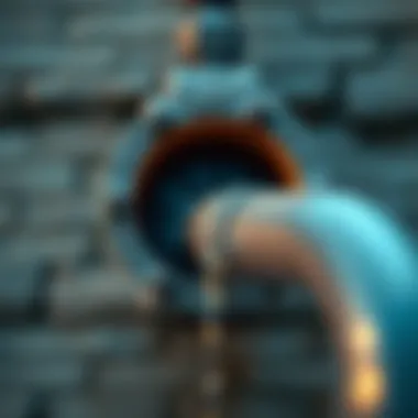 Detailed view of a leaking pipe