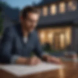 Illustration of a homeowner reviewing mortgage cover options