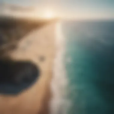 Serene Travel Destinations An aerial view of a serene travel destination showcasing a tranquil beach.