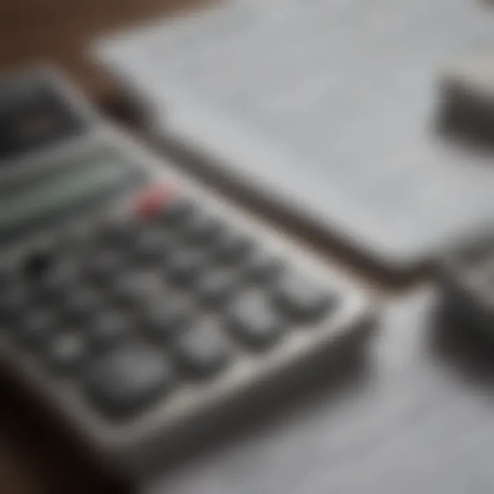 Calculator and financial documents representing mortgage calculations