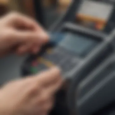 Close-up of a pay as you go card being used at a payment terminal