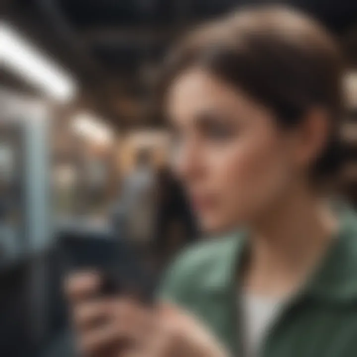 A thoughtful consumer evaluating options for purchasing a refurbished phone.