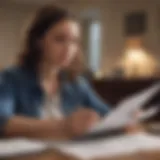 A student reviewing insurance documents