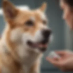 A close-up view of a dog receiving a microchip at a veterinary clinic