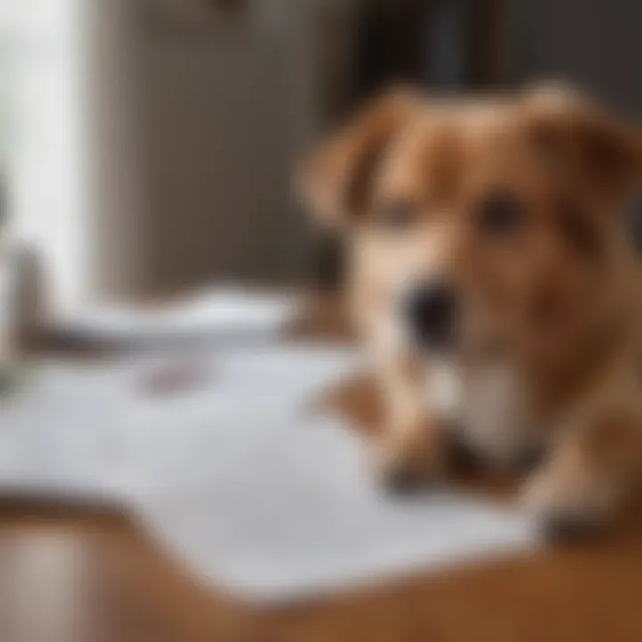 A dog owner reviewing pet insurance documents, showcasing the importance of informed decisions.