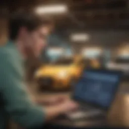 A young driver analyzing insurance options on a laptop