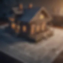 Detailed blueprint of a house highlighting survey points