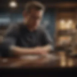A thoughtful individual analyzing their banking options