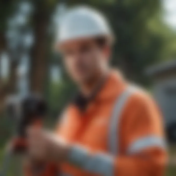 Surveyor Conducting Property Inspection Professional surveyor inspecting a property site
