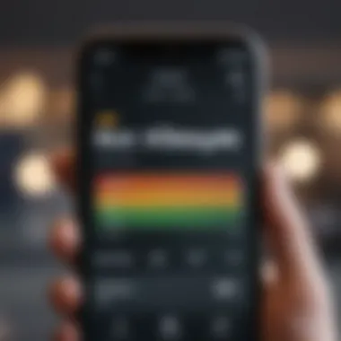 Close-up of a credit score displayed on a smartphone screen