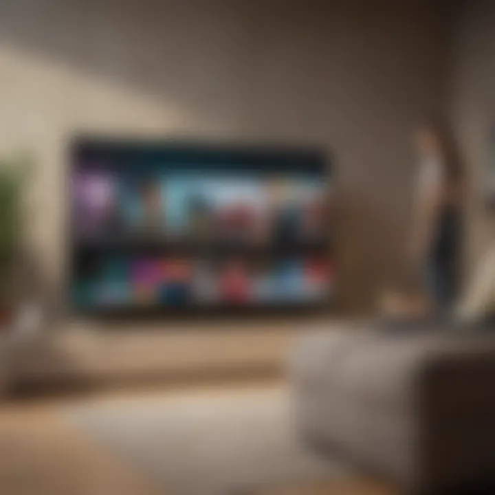 A user engaging with a streaming service on a smart TV, showcasing user experience.